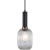 LAMPA wisząca ANTIOLA PND-5588-1M-BK+CL Italux szklana OPRAWA plisowany ZWIS loftowy czarny przezroczysty
