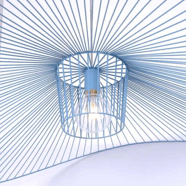 Druciana LAMPA wisząca KP-21 NIEBIESKI industrialny ZWIS druciany do salonu