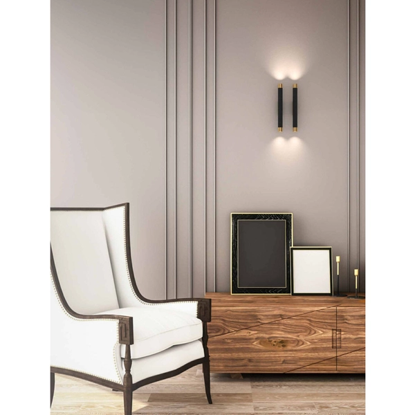 LAMPA ścienna Q Parette Nero / Gold Orlicki Design metalowa OPRAWA kinkiet tuba czarna złota
