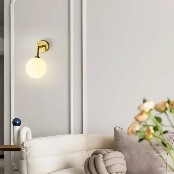 Kinkiet LAMPA ścienna DORADO LP-002/1W Light prestige loftowa OPRAWA szklana kula miedziana biała
