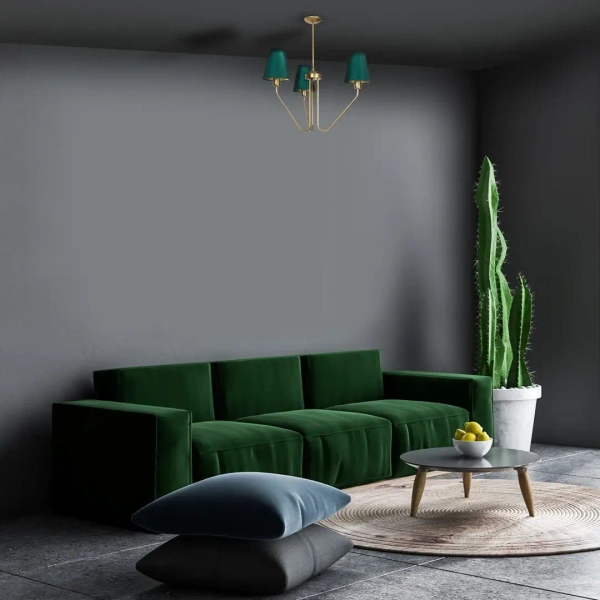 Potrójny wisząca lampa VICTORIA MLP4907 do salonu mosiądz zielona