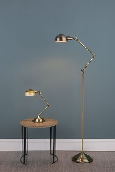 Podłogowa lampa vintage Ranger RAN4975 Dar Lighting regulowana mosiądz