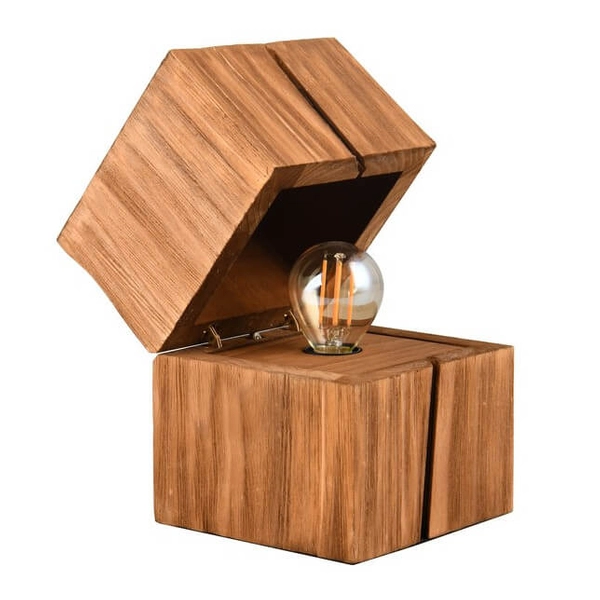 Drewniana lampa stołowa z włącznikiem Treasure 514110130 brązowa