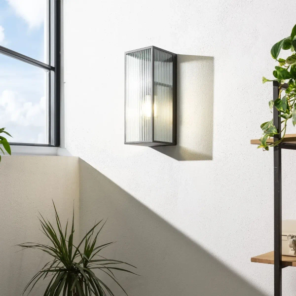 Elewacyjna lampa Gardena Moderno ABR-KZM-E27 Abruzzo szkło IP44 czarny