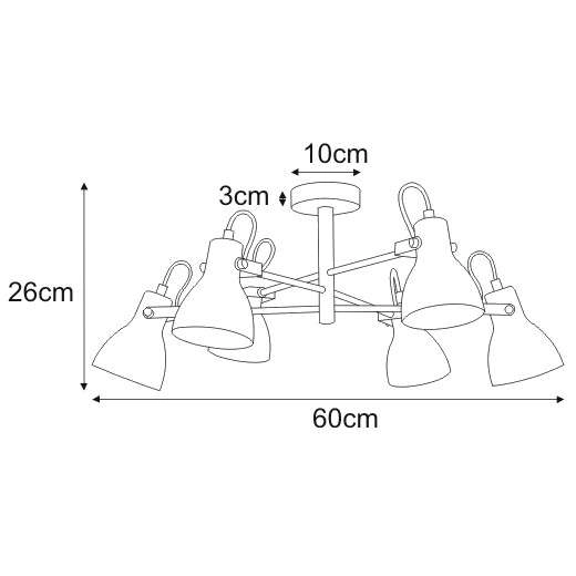 Loftowa LAMPA sufitowa Kanti K-8109 Kaja metalowa OPRAWA plafon na wysięgnikach szklane reflektorki sticks czarne białe