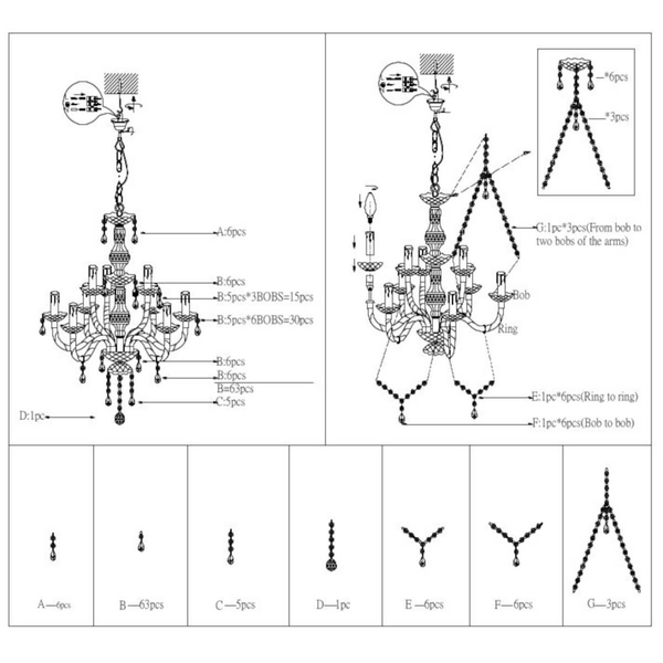 Wiszący żyrandol Luster R1169-00 RL Light pałacowy kryształy przezroczysty