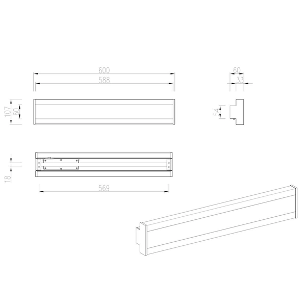 Podłużny kinkiet ścienny Dawson 246360242 LED 12W 2300-4000K IP54 antracyt