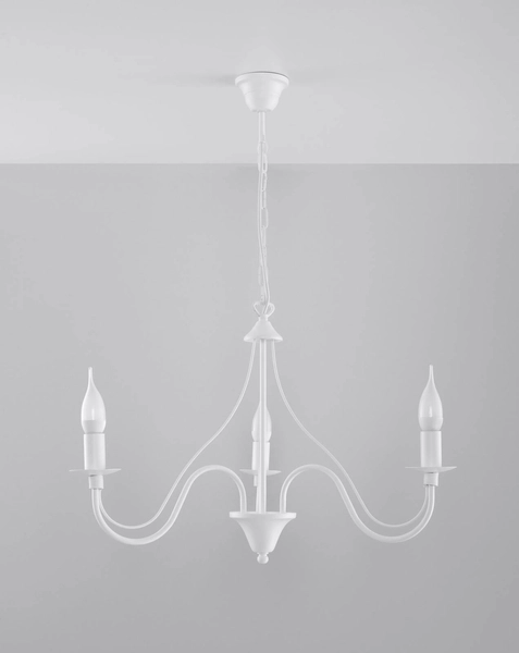 Żyrandol LAMPA wisząca SL.0213 metalowa OPRAWA świecznikowa ZWIS na łańcuchu maria teresa biała