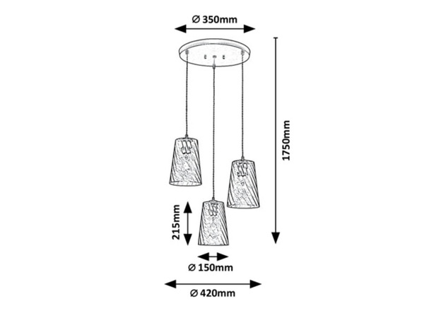 LAMPA wisząca AZURINE 5227 Rabalux szklana OPRAWA zwis kaskada niebieska złota