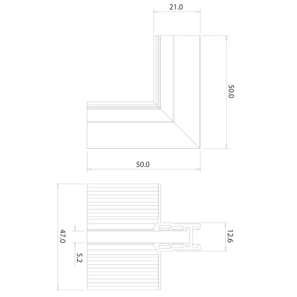 Narożnik do szyn typu L Magnetic Track ML2322 podtykowy czarny
