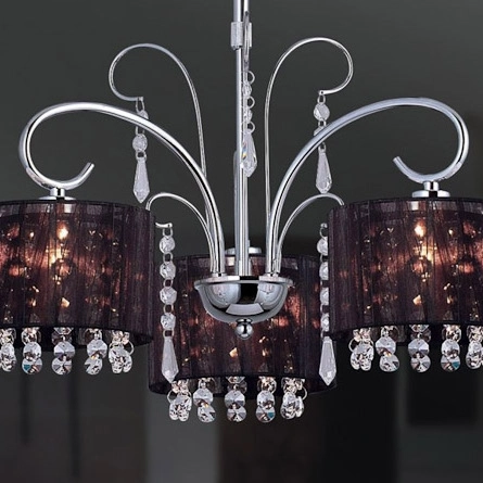 Żyrandol LAMPA wisząca SPAN MDM1583/3 Italux abażurowa OPRAWA glamour z kryształkami ogranza mgła chrom czarna