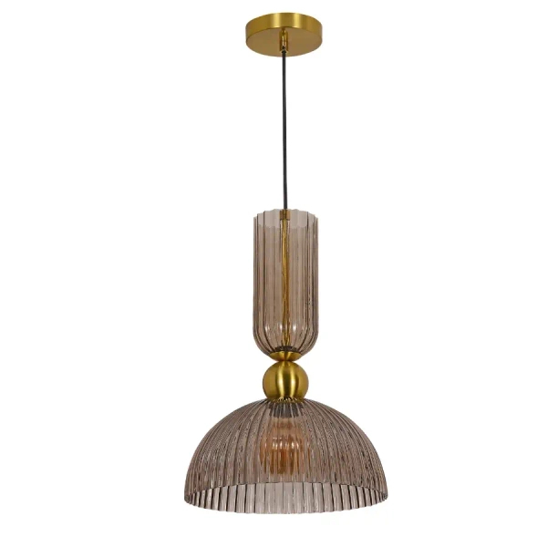 Szklana lampa wisząca Piega LP-939/1P L smoked przydymiona złota