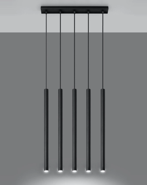 LAMPA wisząca Pastelo SL.0472 Sollux metalowa listwa zwis tuby sople czarne