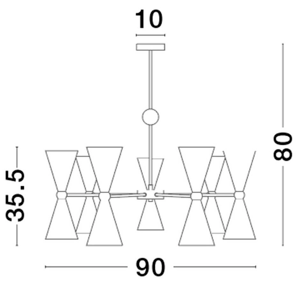 Industrialny żyrandol do salonu Balsas LE43698 czarny złoty