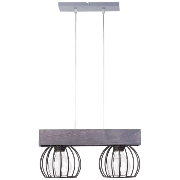 LAMPA wisząca MILAN 31572 Sigma industrialna OPRAWA metalowe klatki ZWIS na belce drewno brązowy