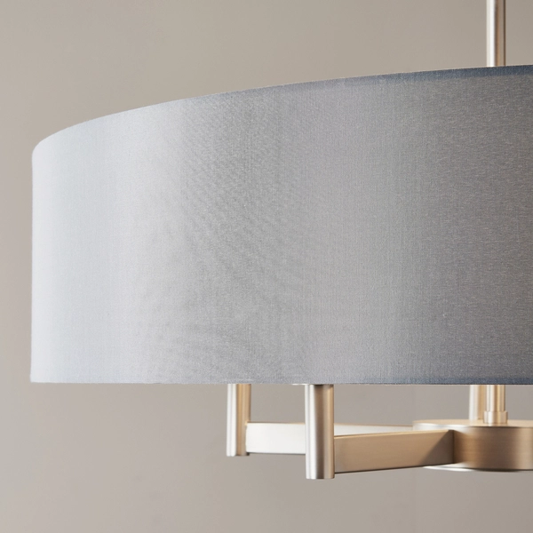 Abażurowy żyrandol L&-181002 Light& na łańcuchu nikiel szary