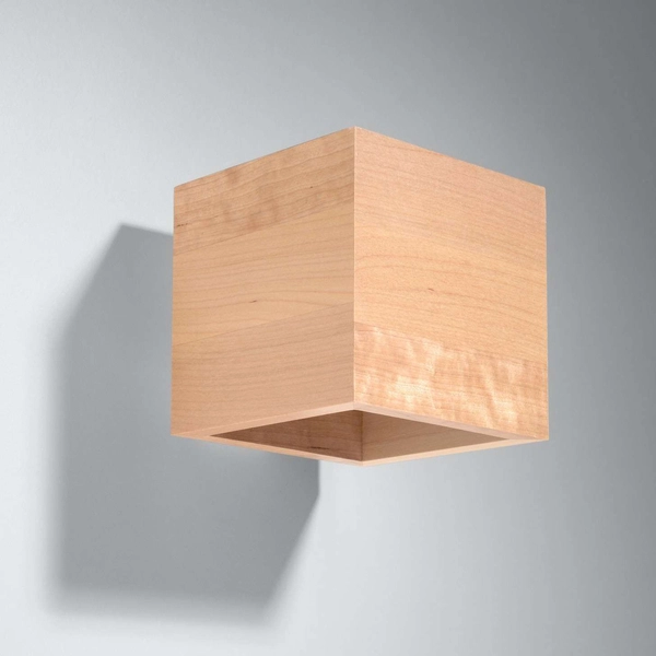Kwadratowa LAMPA ścienna SL.0491 kinkiet OPRAWA kostka ekologiczna drewno