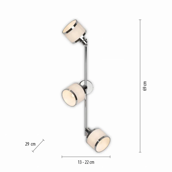 Potrójna lampa sufitowa ACCOR chrom biała reflektory regulowane do jadalni 15373-17