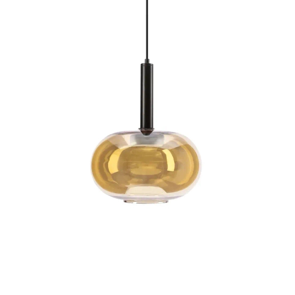 Szklana wisząca lampa BUENO złota czarna 31-50465 1xGx53 owalna nad stół