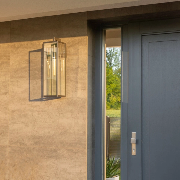 Szklana lampa ścienna Kyoto W01715BK Cosmolight IP44 metal prostokąt czarny