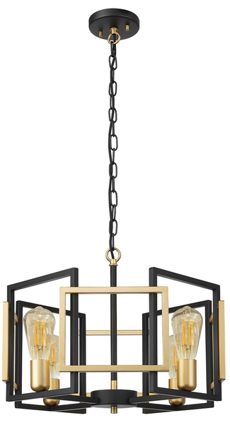 Metalowa wisząca lampa Primero PND-44003-4-BK-GD złota
