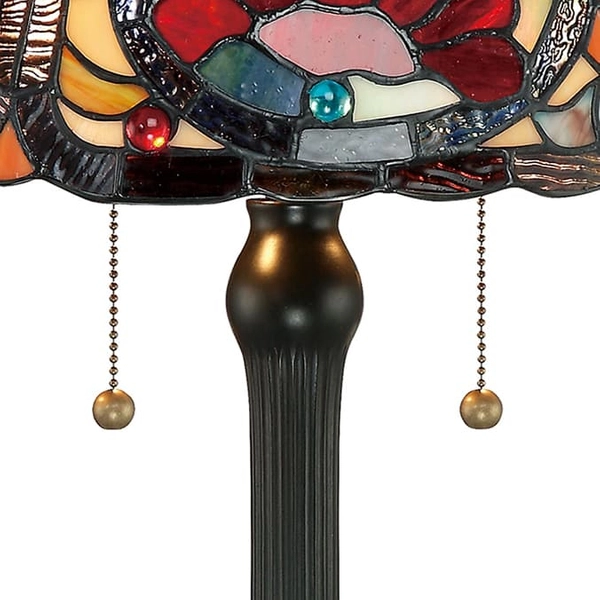 Secesyjna lampa stołowa Larissa QZ-LARISSA-TL Elstead szklana witrażowa