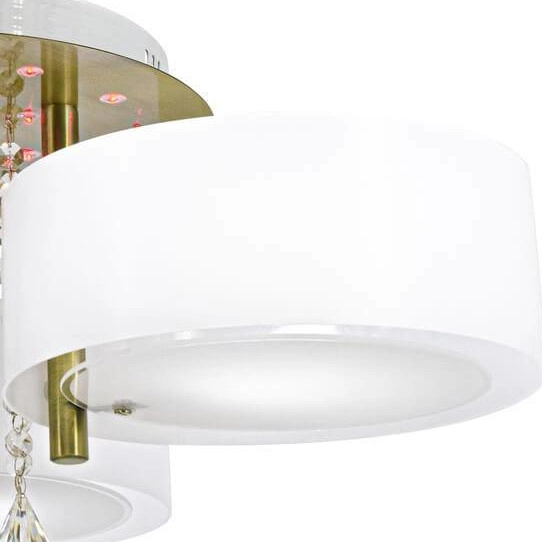Abażurowa LAMPA sufitowa DRS8006/3 21QG Elem glamour OPRAWA z kryształkami do jadalni biała mosiądz