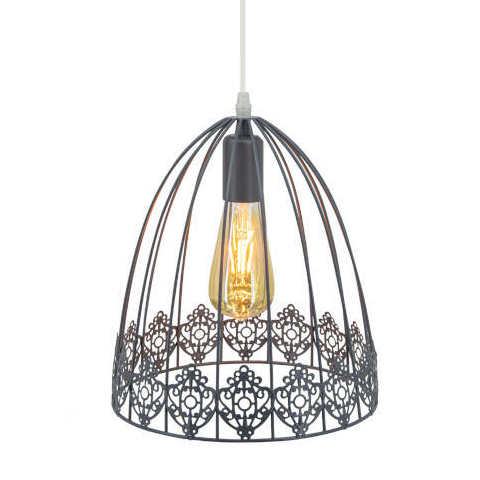 Industrialna LAMPA wisząca Klatka 6802/3 ZWIS - 02 Elem metalowa OPRAWA loftowy ZWIS druciane klatki szare