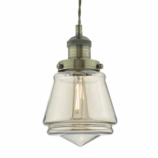 Lampa wisząca retro Curtis CUR0175 mosiądz przezroczysty