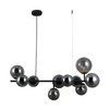 Modernistyczna LAMPA wisząca FRONTERA PND-40423-10 Italux metalowa OPRAWA szklane kule zwis czarny przydymiony