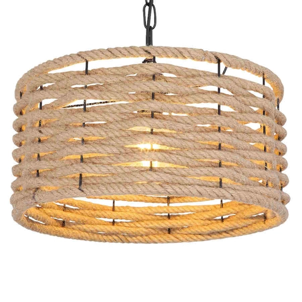 Okrągła LAMPA wisząca HALIA 15679H1 Globo marynistyczny do salonu beżowy