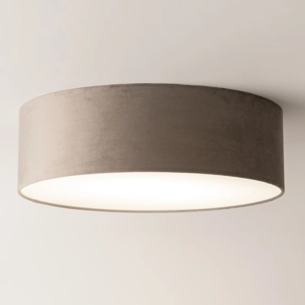 Lampa sufitowa do salonu okrągła Soft 40654 Sigma welurowy klosz szara