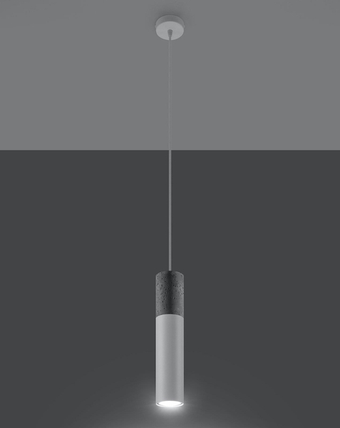 Wisząca LAMPA skandynawska SL.0647 metalowa OPRAWA tuba ZWIS okrągły beton biały