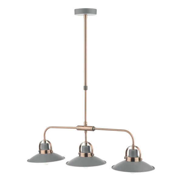 Wisząca lampa retro Liden LID0339 potrójna grafitowy miedziany