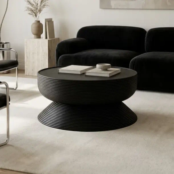 Drewniany stolik kawowy LAPIS MM001501100404 czarny do salonu 75cm