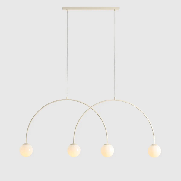 Łukowa lampa wisząca UNA 1116L9_L okrągła szklana beżowa biała