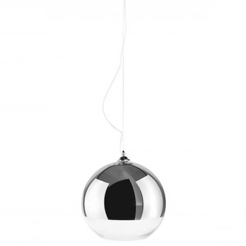 Szklana lampa wisząca Silver Ball kula nad łóżko chrom