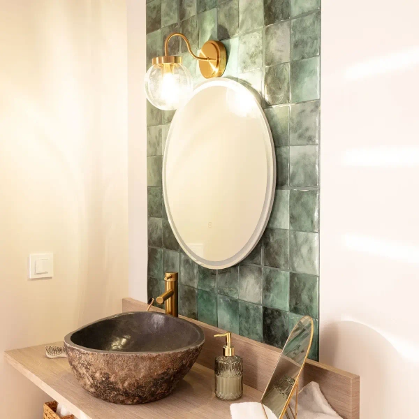 Szklana lampa ścienna Librio ABR-KZS-E27 Abruzzo IP44 złoty przezroczysty