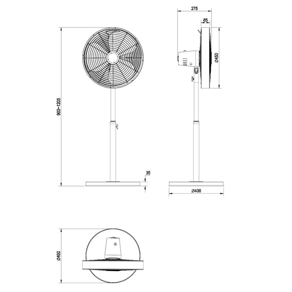 Wentylator stojący do sypialni Viking R034-32 RL Light metalowy czarny