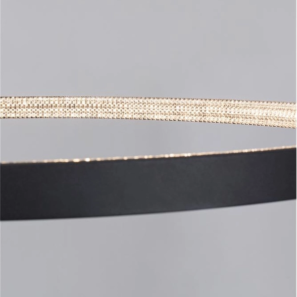 Glamour LAMPA wisząca MORON LE41721 Luces Exclusivas metalowa OPRAWA okrągy ZWIS LED 60W 3000K pierścień krysztaki czarne