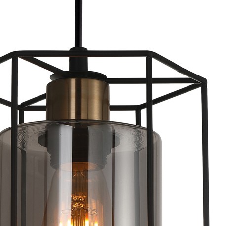 Industrialna LAMPA wisząca KALULA PND-78901-1-BK+SG Italux metalowy ZWIS druciany do przedpokoju czarny