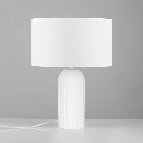 Stołowa lampka z abażurem TUMARAPI LE44961 do salonu szklana biała