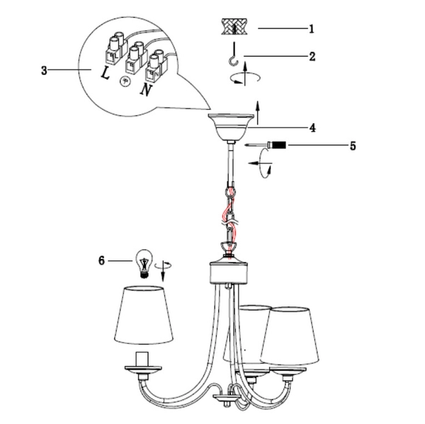 Żyrandol nad łóżko Cortez 110600331 biała lampa wisząca klasyczna