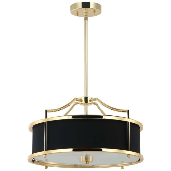 LAMPA okrągła Stanza Gold Nero S Orlicki Design wisząca OPRAWA abażurowa w stylu klasycznym czarna złota
