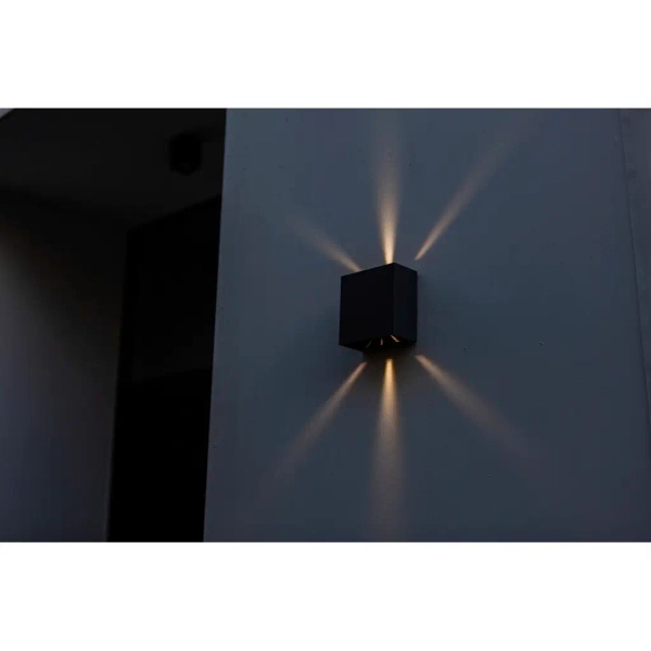Kinkiet LAMPA ścienna GEMINI BEAMS 5104003012 Lutec kwadratowa OPRAWA elewacyjna LED 10W 3000K metalowa IP54 czarna