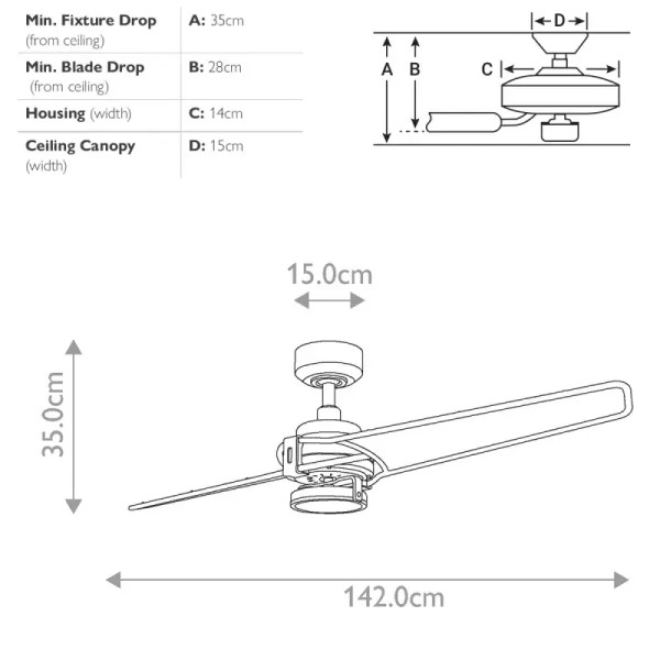 Lampa z wiatrakiem Xety nikiel KLF-XETY-56-BN 10W 4000K na pilot