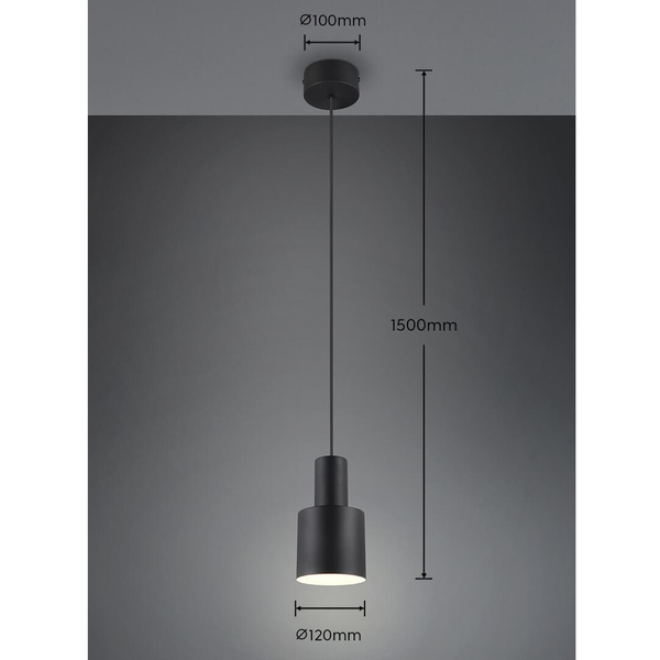 Wisząca lampa ELIOR DL132319400 Trio walec tubka do kuchni czarna