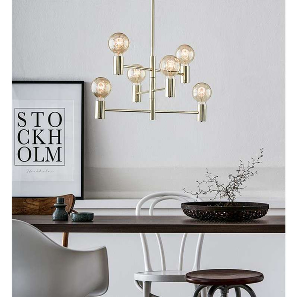 LAMPA wisząca CAPITAL 106418 Markslojd metalowa OPRAWA industrialna ZWIS 6-punktowy żarówki bulbs sticks złoty