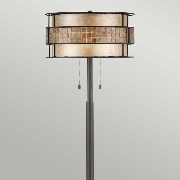 Lampa podłogowa Laguna QZ-LAGUNA-FL-A Quoizel klosz miedziany