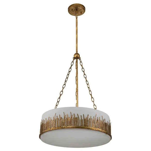 Lampa wisząca nad stół Sawgrass QN-SAWGRASS-3P-DG-O z łańcuchami złota